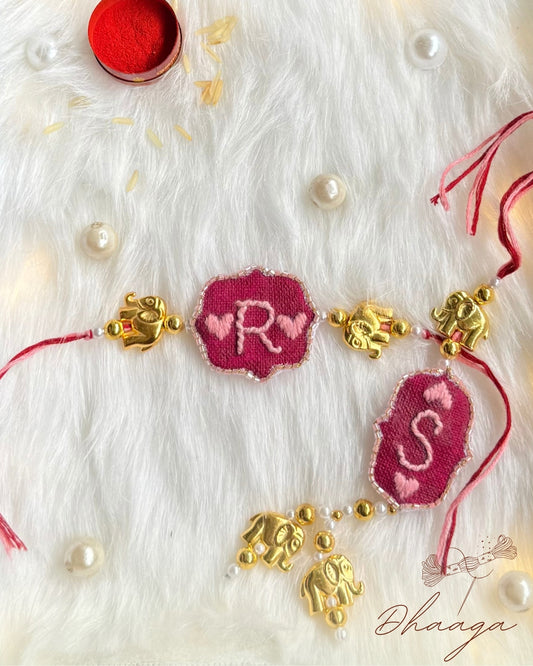 Royal Initials- Rakhi + Lumba set (Customisable)