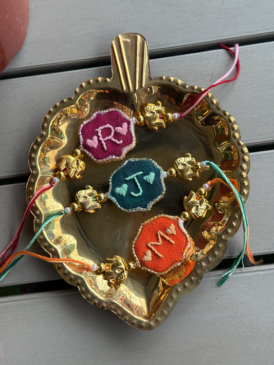 Royal Initials- Rakhi + Lumba set (Customisable)